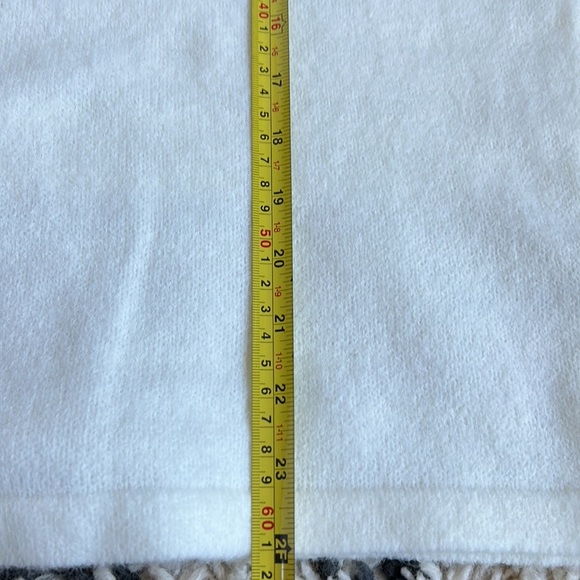 C+D+M patchwork color block knitted sweater gray cream tie in back keyhole - Picture 15 of 15